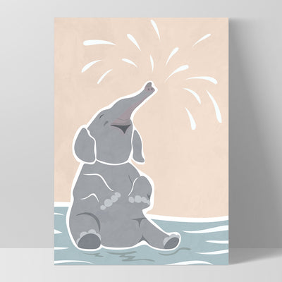 Elephant in Pastels - Art Print, Poster, Stretched Canvas, or Framed Wall Art Print, shown as a stretched canvas or poster without a frame