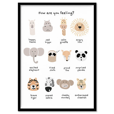 How Are You Feeling Chart - Art Print, Poster, Stretched Canvas, or Framed Wall Art Print, shown in a black frame