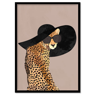 Cheetah Chic - Art Print, Poster, Stretched Canvas, or Framed Wall Art Print, shown in a black frame