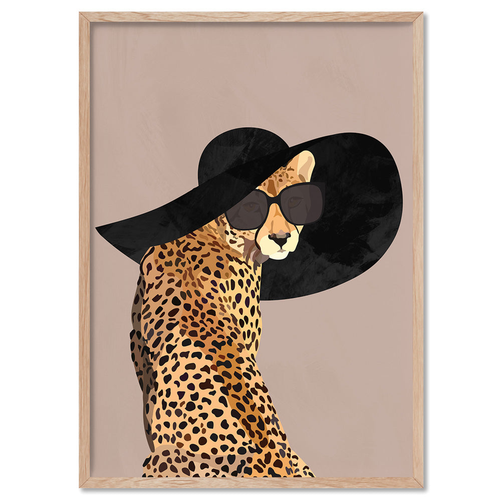 Cheetah Chic - Art Print, Poster, Stretched Canvas, or Framed Wall Art Print, shown in a natural timber frame