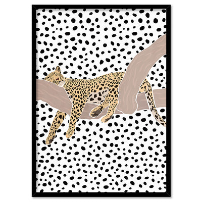 Cheetah Chill - Art Print, Poster, Stretched Canvas, or Framed Wall Art Print, shown in a black frame