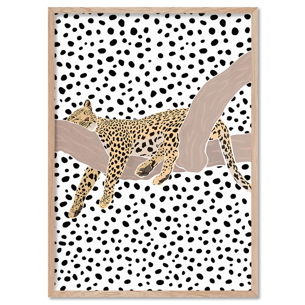 Cheetah Chill - Art Print, Poster, Stretched Canvas, or Framed Wall Art Print, shown in a natural timber frame
