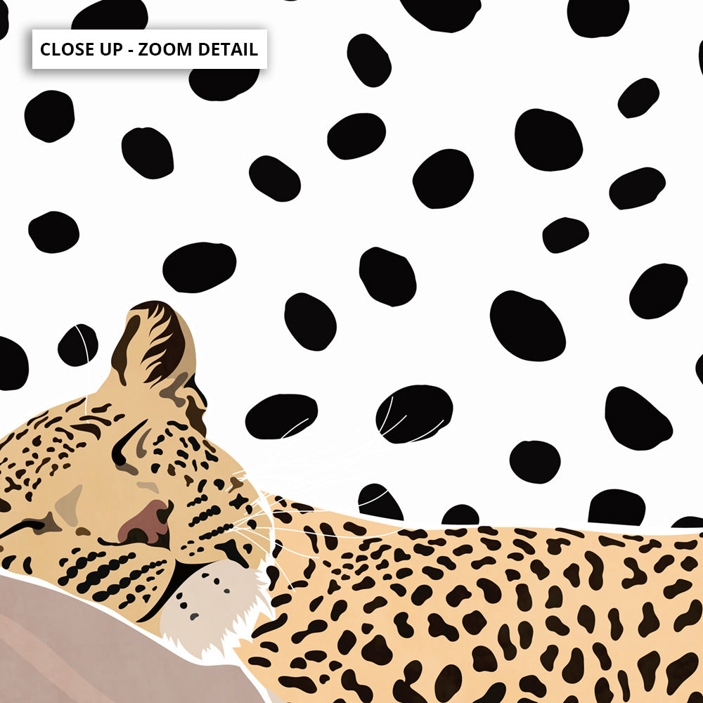 Cheetah Chill - Art Print, Poster, Stretched Canvas or Framed Wall Art, Close up View of Print Resolution