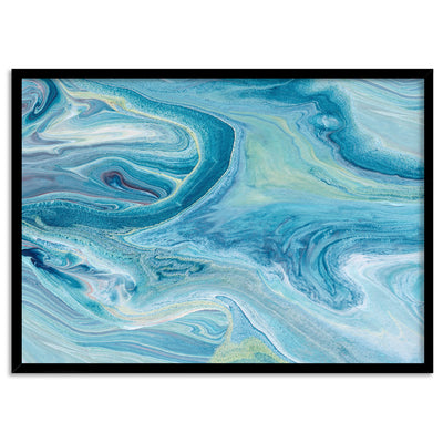 Abstract Ocean Park - Art Print, Poster, Stretched Canvas, or Framed Wall Art Print, shown in a black frame