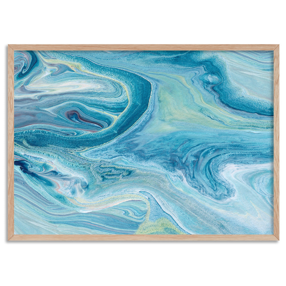Abstract Ocean Park - Art Print, Poster, Stretched Canvas, or Framed Wall Art Print, shown in a natural timber frame