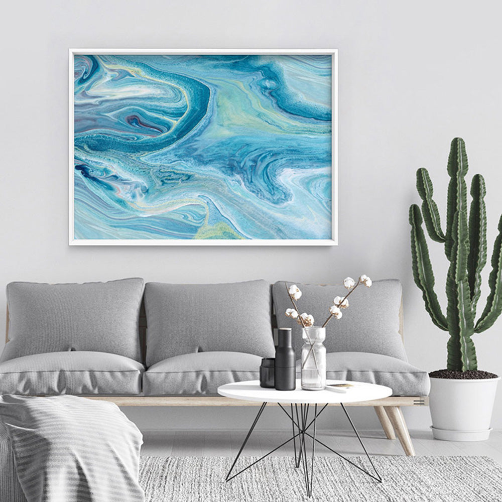 Abstract Ocean Park - Art Print, Poster, Stretched Canvas or Framed Wall Art Prints, shown framed in a room