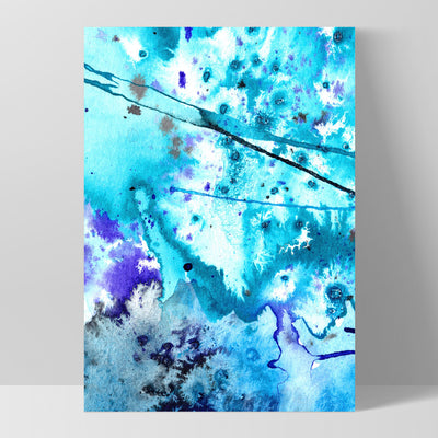 Abstract Watercolour Into the Blue I- Art Print, Poster, Stretched Canvas, or Framed Wall Art Print, shown as a stretched canvas or poster without a frame
