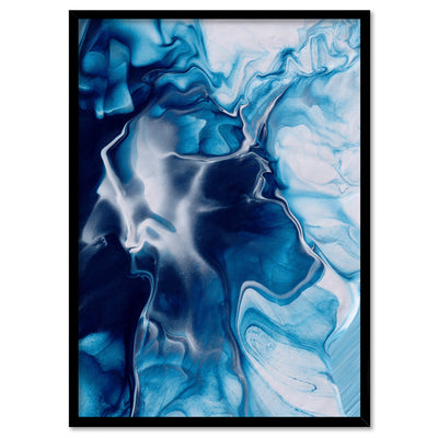 Abstract Fluid Ocean Breathing I - Art Print, Poster, Stretched Canvas, or Framed Wall Art Print, shown in a black frame