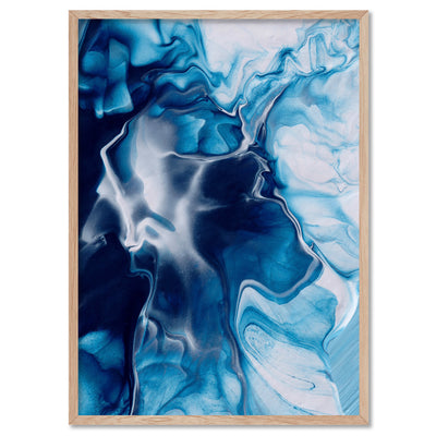 Abstract Fluid Ocean Breathing I - Art Print, Poster, Stretched Canvas, or Framed Wall Art Print, shown in a natural timber frame