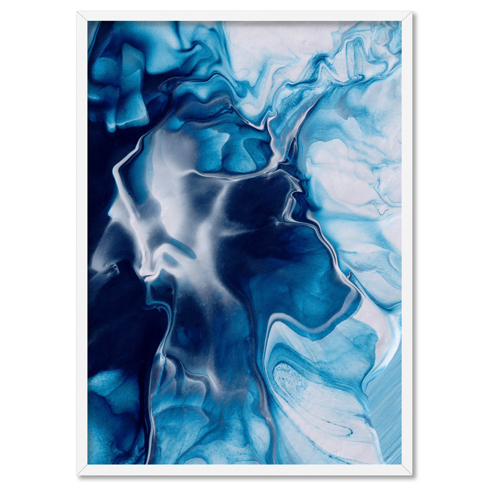Abstract Fluid Ocean Breathing I - Art Print, Poster, Stretched Canvas, or Framed Wall Art Print, shown in a white frame