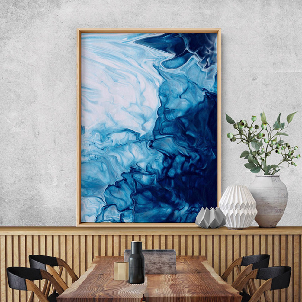 Abstract Fluid Ocean Breathing II - Art Print, Poster, Stretched Canvas or Framed Wall Art Prints, shown framed in a room