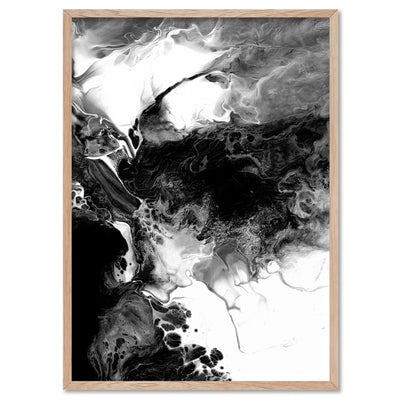Abstract Fluid Monochrome I - Art Print, Poster, Stretched Canvas, or Framed Wall Art Print, shown in a natural timber frame
