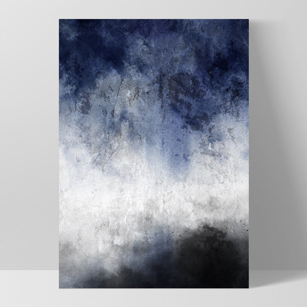 Distressed Black & Blues Abstract I - Art Print, Poster, Stretched Canvas, or Framed Wall Art Print, shown as a stretched canvas or poster without a frame