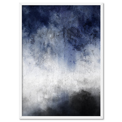 Distressed Black & Blues Abstract I - Art Print, Poster, Stretched Canvas, or Framed Wall Art Print, shown in a white frame