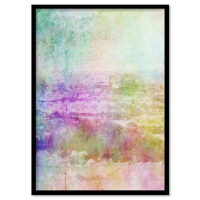Distressed Rainbow Abstract - Art Print, Poster, Stretched Canvas, or Framed Wall Art Print, shown in a black frame