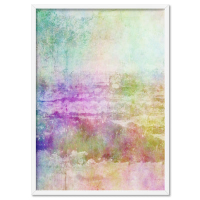 Distressed Rainbow Abstract - Art Print, Poster, Stretched Canvas, or Framed Wall Art Print, shown in a white frame