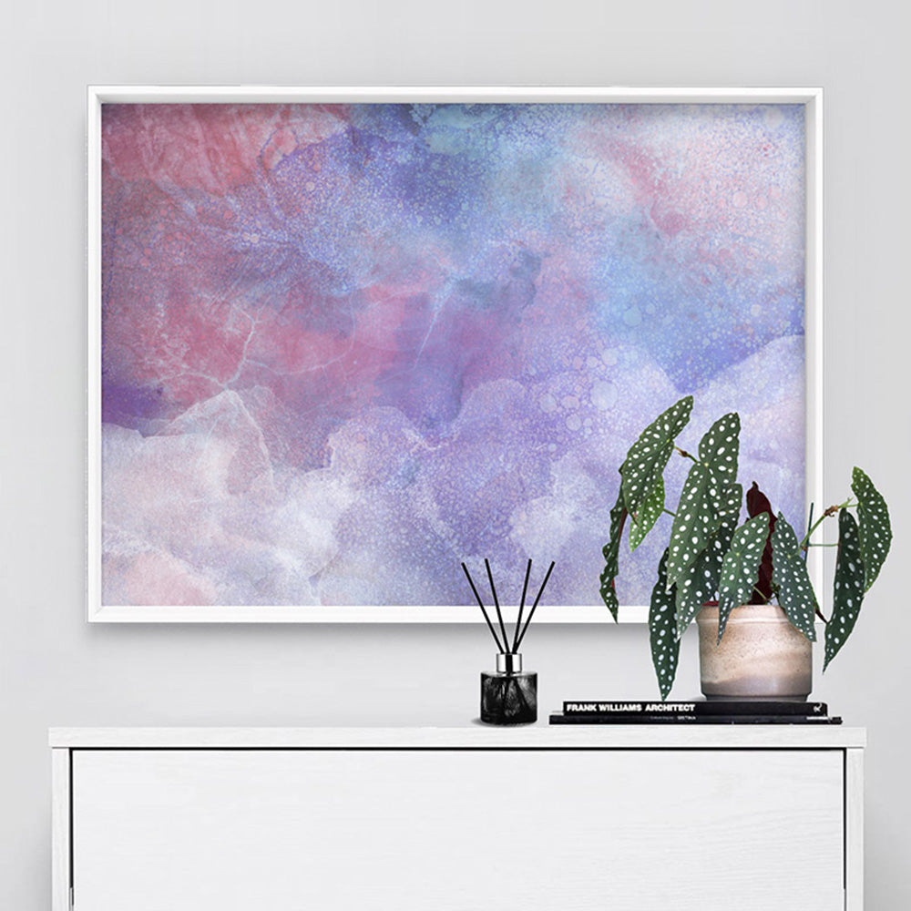 Distressed Pastel Ink Abstract - Art Print, Poster, Stretched Canvas or Framed Wall Art Prints, shown framed in a room