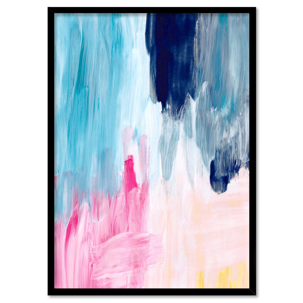 Abstract Brights Painting - Art Print, Poster, Stretched Canvas, or Framed Wall Art Print, shown in a black frame