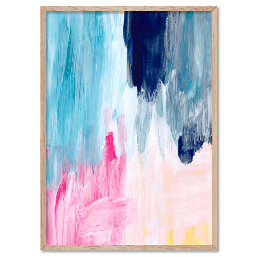 Abstract Brights Painting - Art Print, Poster, Stretched Canvas, or Framed Wall Art Print, shown in a natural timber frame