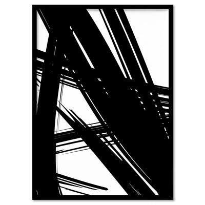 Abstract Bold Lines in Black & White I - Art Print, Poster, Stretched Canvas, or Framed Wall Art Print, shown in a black frame