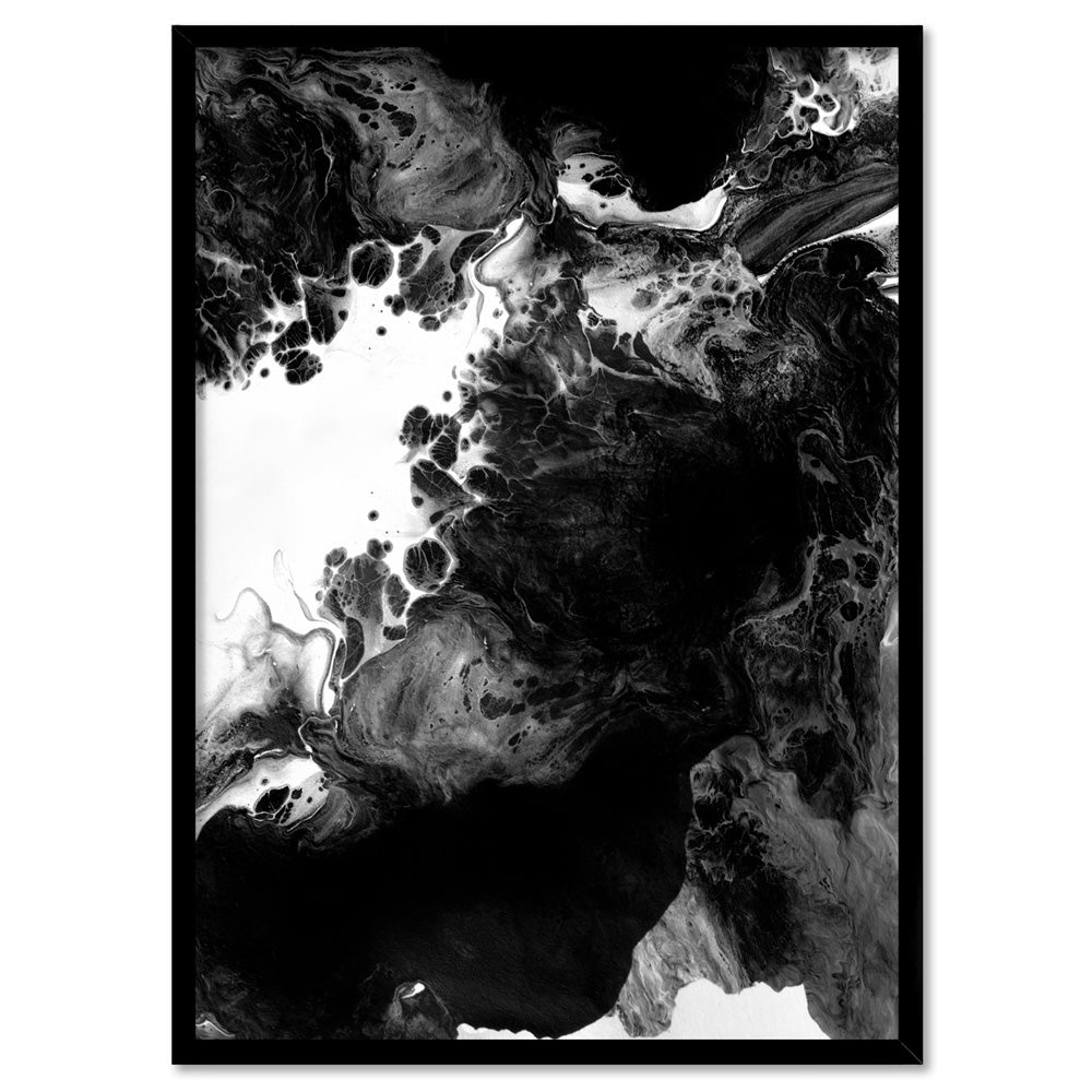 Abstract Fluid Monochrome III - Art Print, Poster, Stretched Canvas, or Framed Wall Art Print, shown in a black frame