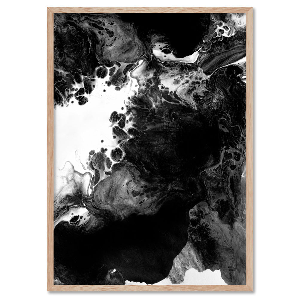 Abstract Fluid Monochrome III - Art Print, Poster, Stretched Canvas, or Framed Wall Art Print, shown in a natural timber frame