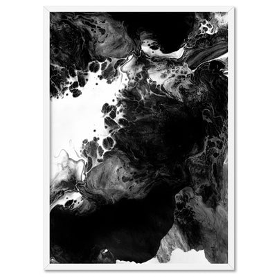 Abstract Fluid Monochrome III - Art Print, Poster, Stretched Canvas, or Framed Wall Art Print, shown in a white frame