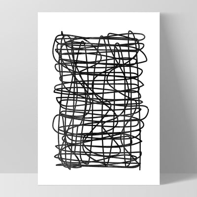Abstract Monochrome | Scribbles - Art Print, Poster, Stretched Canvas, or Framed Wall Art Print, shown as a stretched canvas or poster without a frame