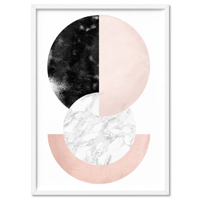 Abstract Moons | Geometric Circles II - Art Print, Poster, Stretched Canvas, or Framed Wall Art Print, shown in a white frame