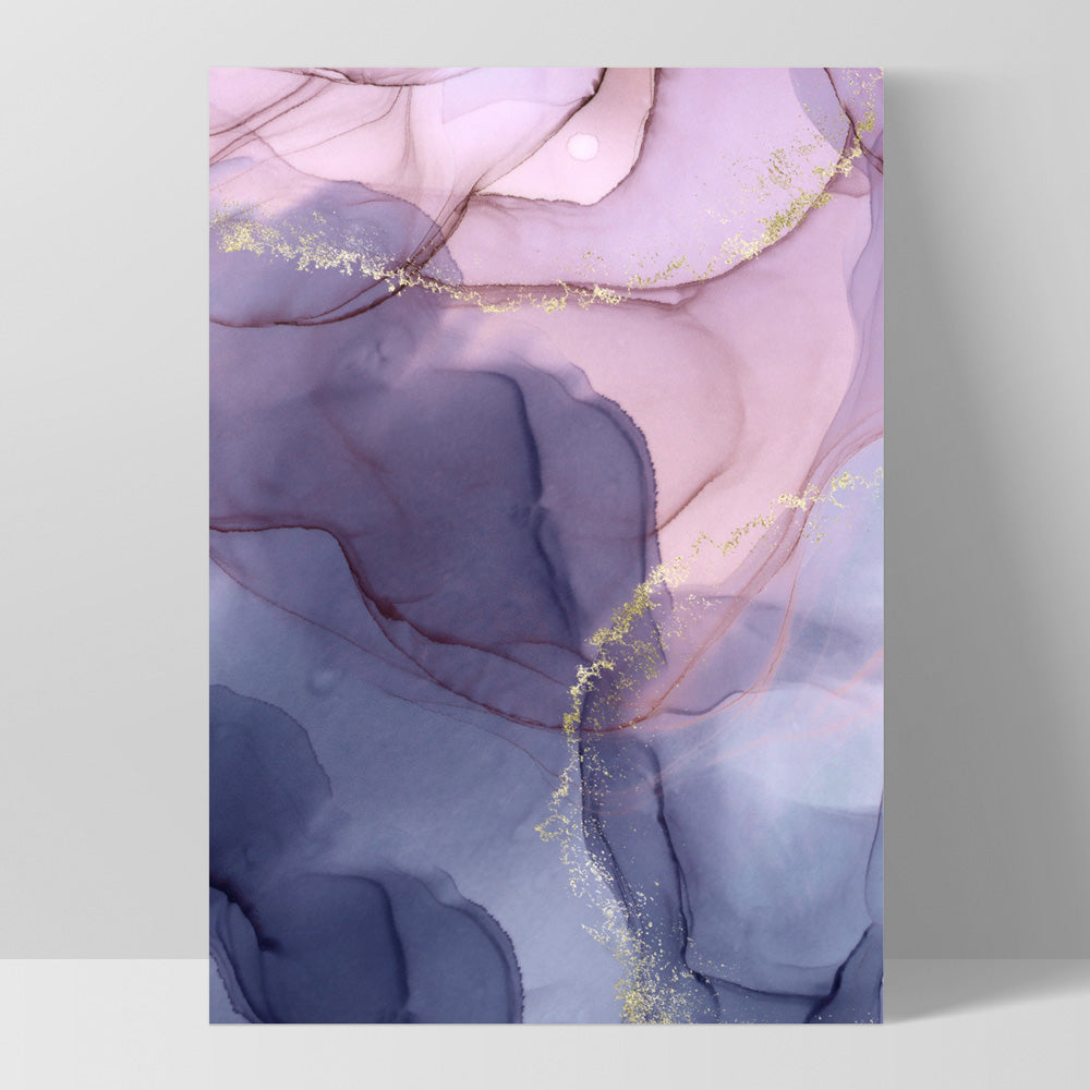 Watercolour Inks | Pink & Purple II - Art Print, Poster, Stretched Canvas, or Framed Wall Art Print, shown as a stretched canvas or poster without a frame