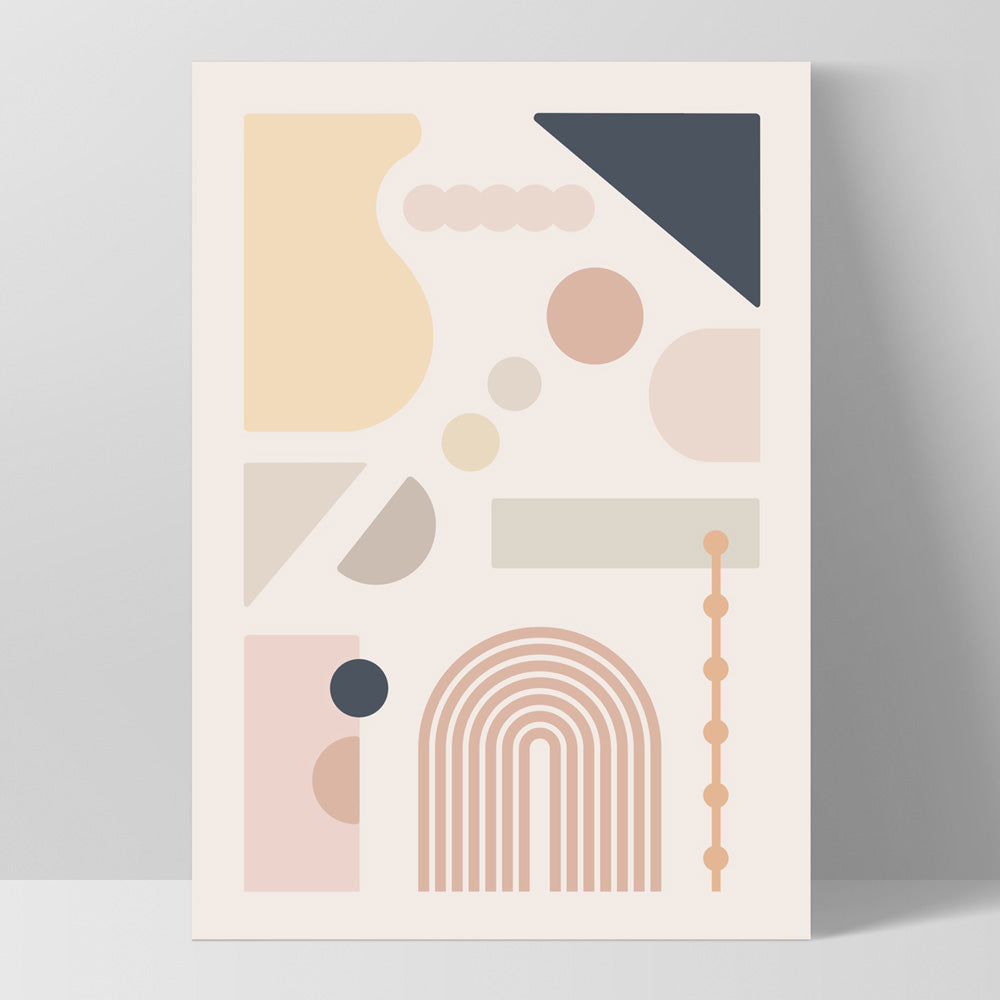 Mid Century Geo Shapes I - Art Print, Poster, Stretched Canvas, or Framed Wall Art Print, shown as a stretched canvas or poster without a frame