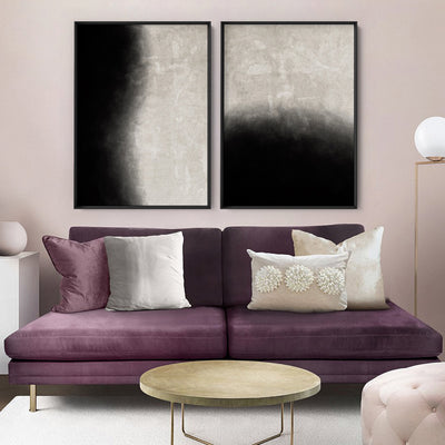 Black on Linen I - Art Print, Poster, Stretched Canvas or Framed Wall Art, shown framed in a home interior space