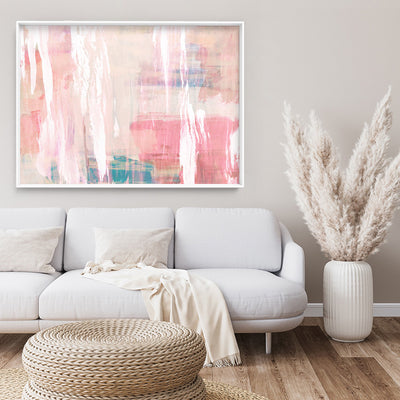 Blush Flurry III  - Art Print, Poster, Stretched Canvas or Framed Wall Art Prints, shown framed in a room
