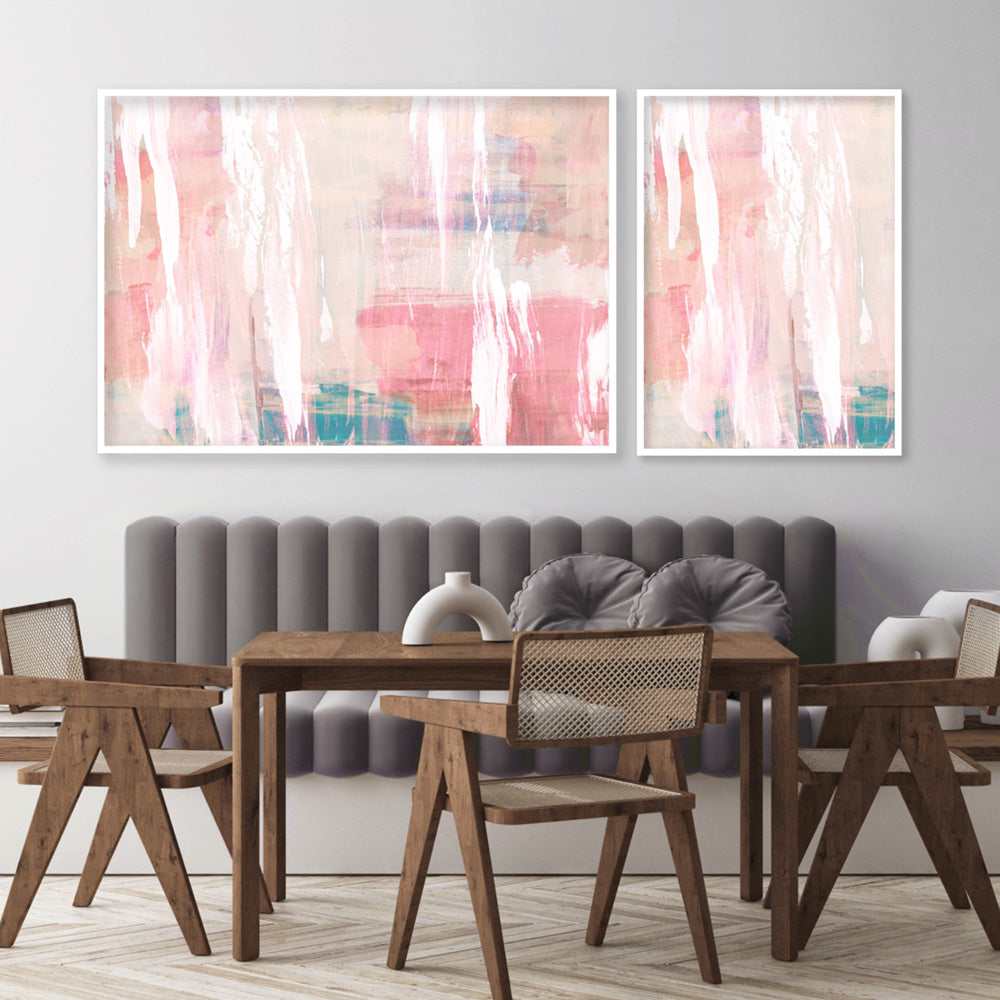 Blush Flurry III  - Art Print, Poster, Stretched Canvas or Framed Wall Art, shown framed in a home interior space