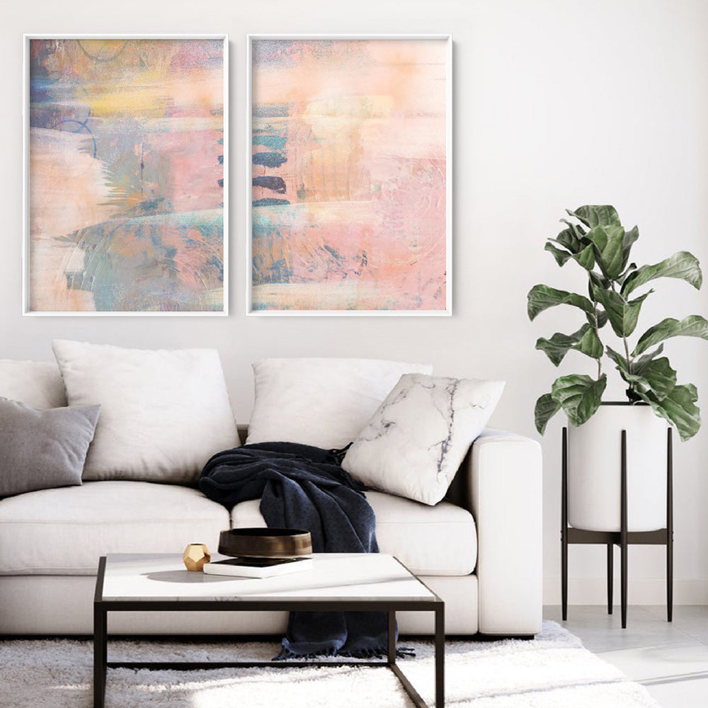 Pastels in the Dark II - Art Print, Poster, Stretched Canvas or Framed Wall Art, shown framed in a home interior space
