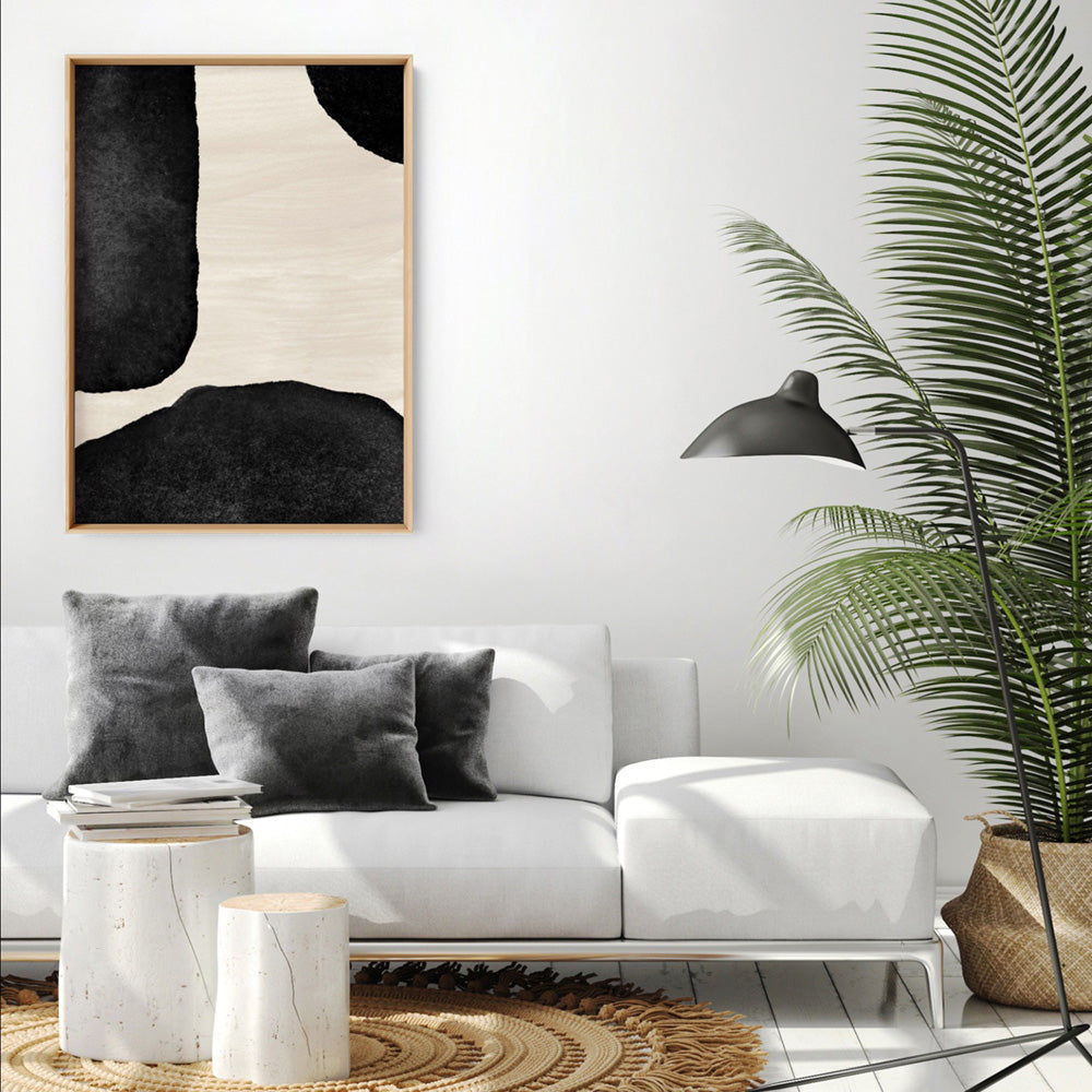 Formes Noires III - Art Print, Poster, Stretched Canvas or Framed Wall Art Prints, shown framed in a room
