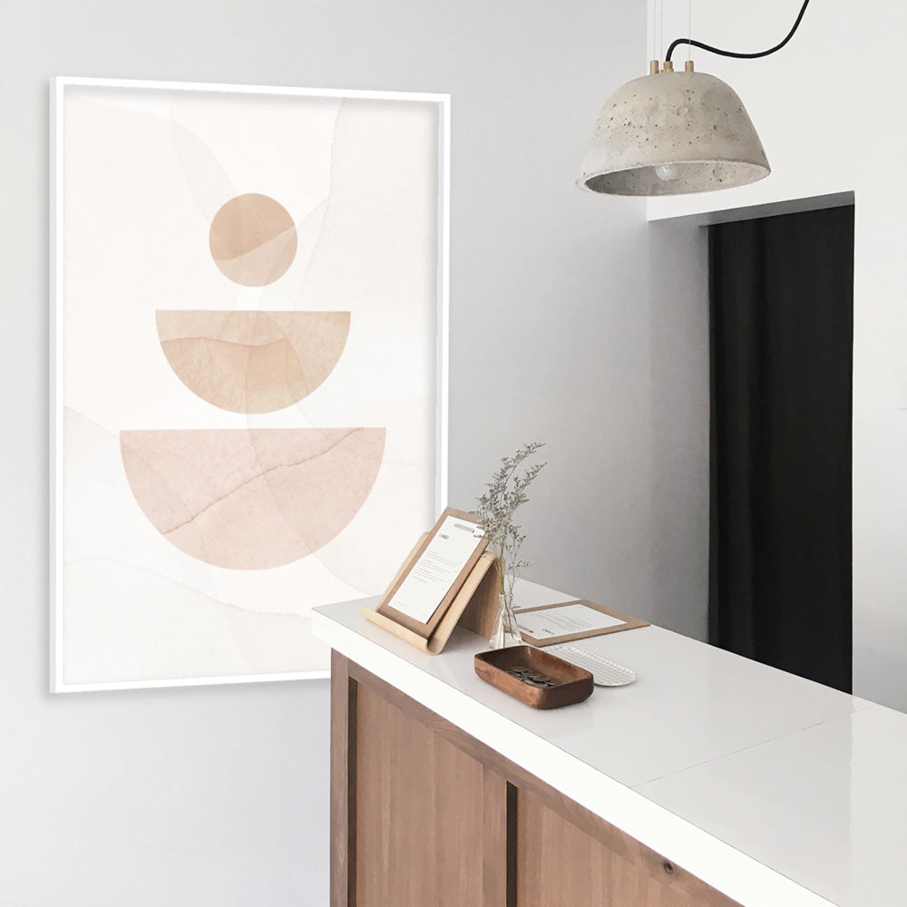 Boho Aquarelle Geo I - Art Print, Poster, Stretched Canvas or Framed Wall Art Prints, shown framed in a room