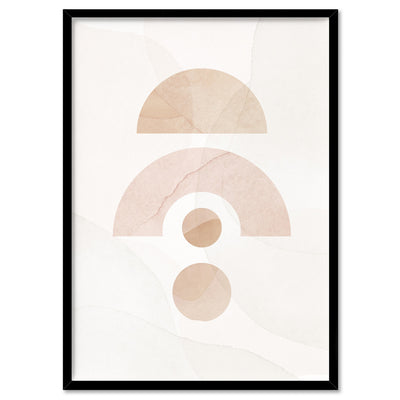 Boho Aquarelle Geo III - Art Print, Poster, Stretched Canvas, or Framed Wall Art Print, shown in a black frame