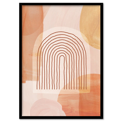 Boho Abstracts | Terra Arches I - Art Print, Poster, Stretched Canvas, or Framed Wall Art Print, shown in a black frame