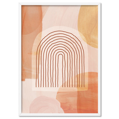 Boho Abstracts | Terra Arches I - Art Print, Poster, Stretched Canvas, or Framed Wall Art Print, shown in a white frame