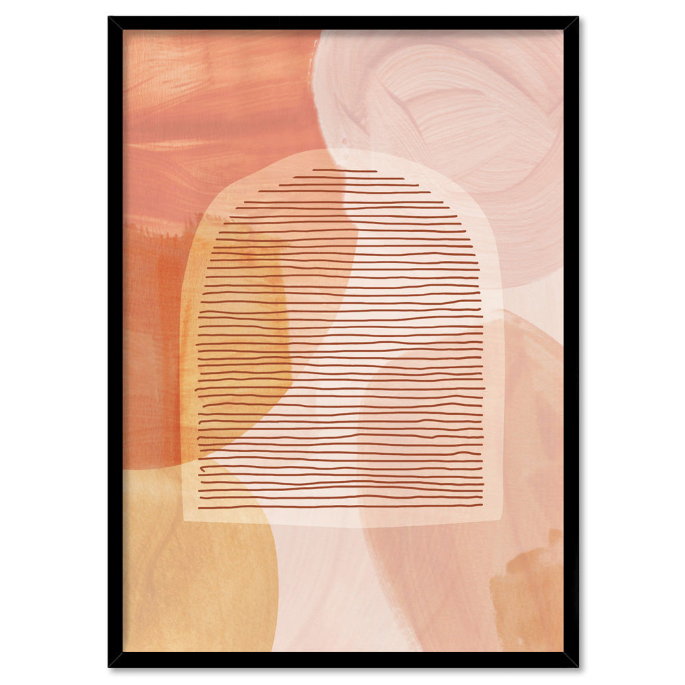 Boho Abstracts | Terra Arches II - Art Print, Poster, Stretched Canvas, or Framed Wall Art Print, shown in a black frame