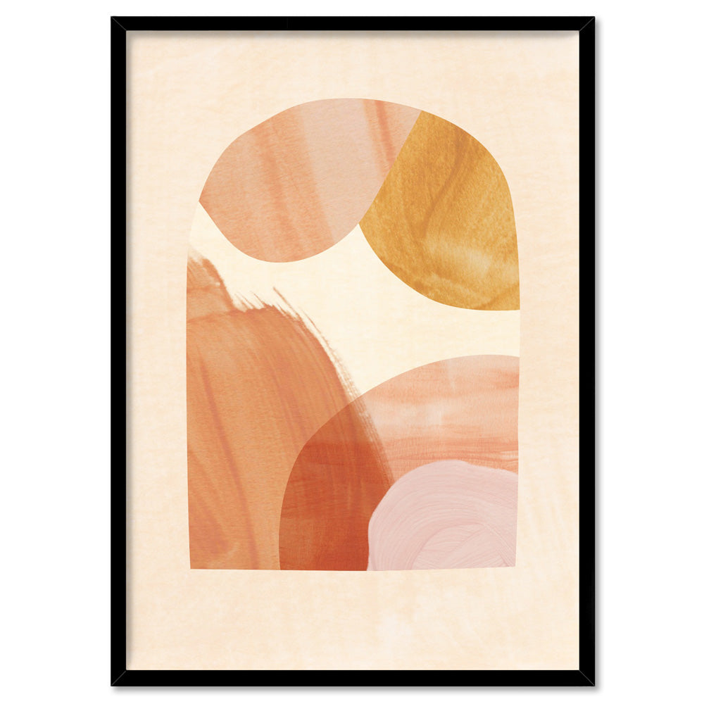 Boho Abstracts | Terra Arches III - Art Print, Poster, Stretched Canvas, or Framed Wall Art Print, shown in a black frame