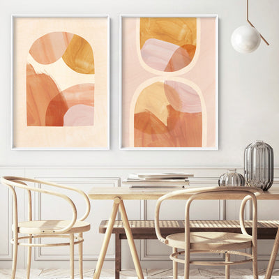 Boho Abstracts | Terra Arches III - Art Print, Poster, Stretched Canvas or Framed Wall Art, shown framed in a home interior space