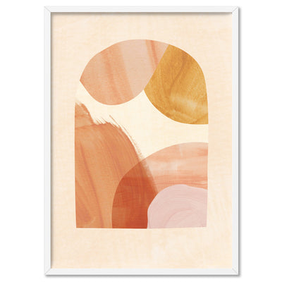 Boho Abstracts | Terra Arches III - Art Print, Poster, Stretched Canvas, or Framed Wall Art Print, shown in a white frame