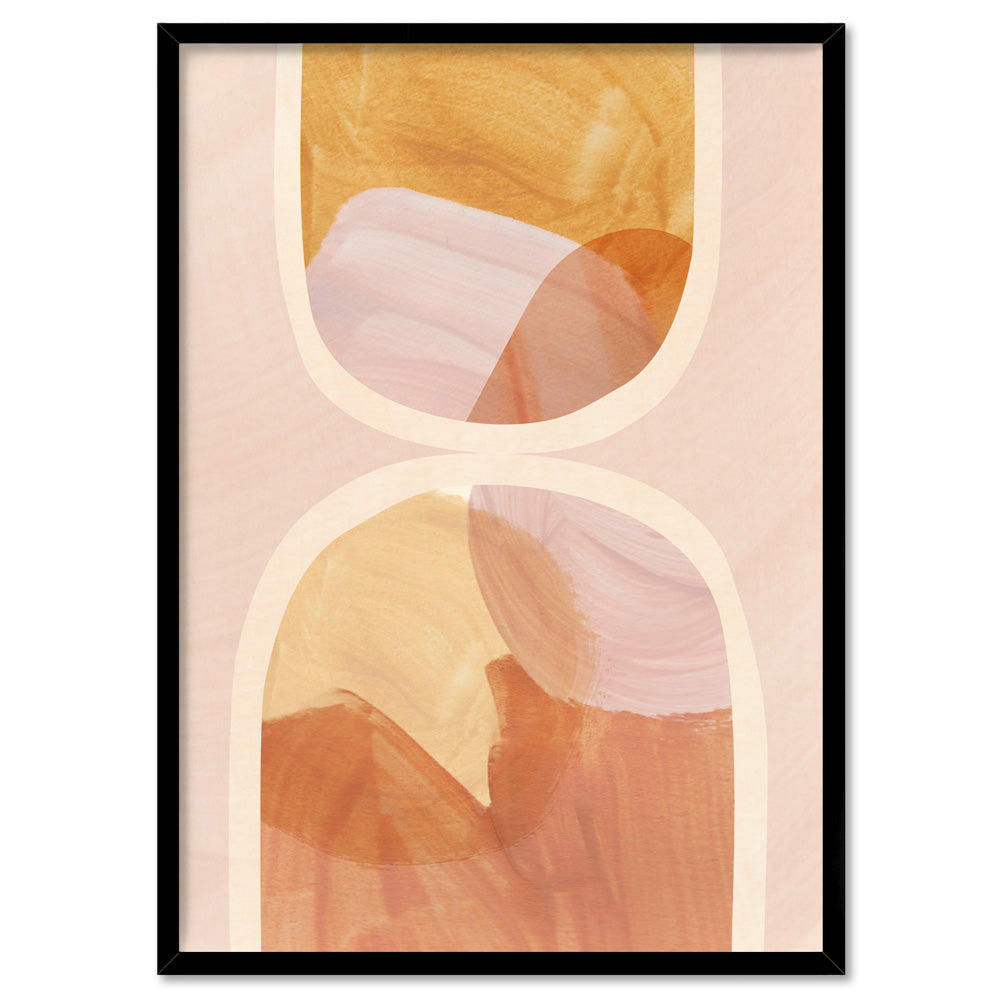 Boho Abstracts | Terra Arches IV - Art Print, Poster, Stretched Canvas, or Framed Wall Art Print, shown in a black frame