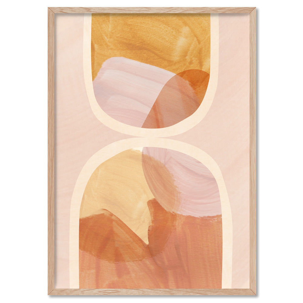 Boho Abstracts | Terra Arches IV - Art Print, Poster, Stretched Canvas, or Framed Wall Art Print, shown in a natural timber frame