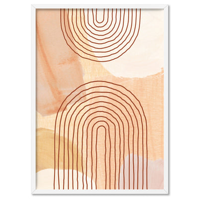 Boho Abstracts | Terra Arches V - Art Print, Poster, Stretched Canvas, or Framed Wall Art Print, shown in a white frame