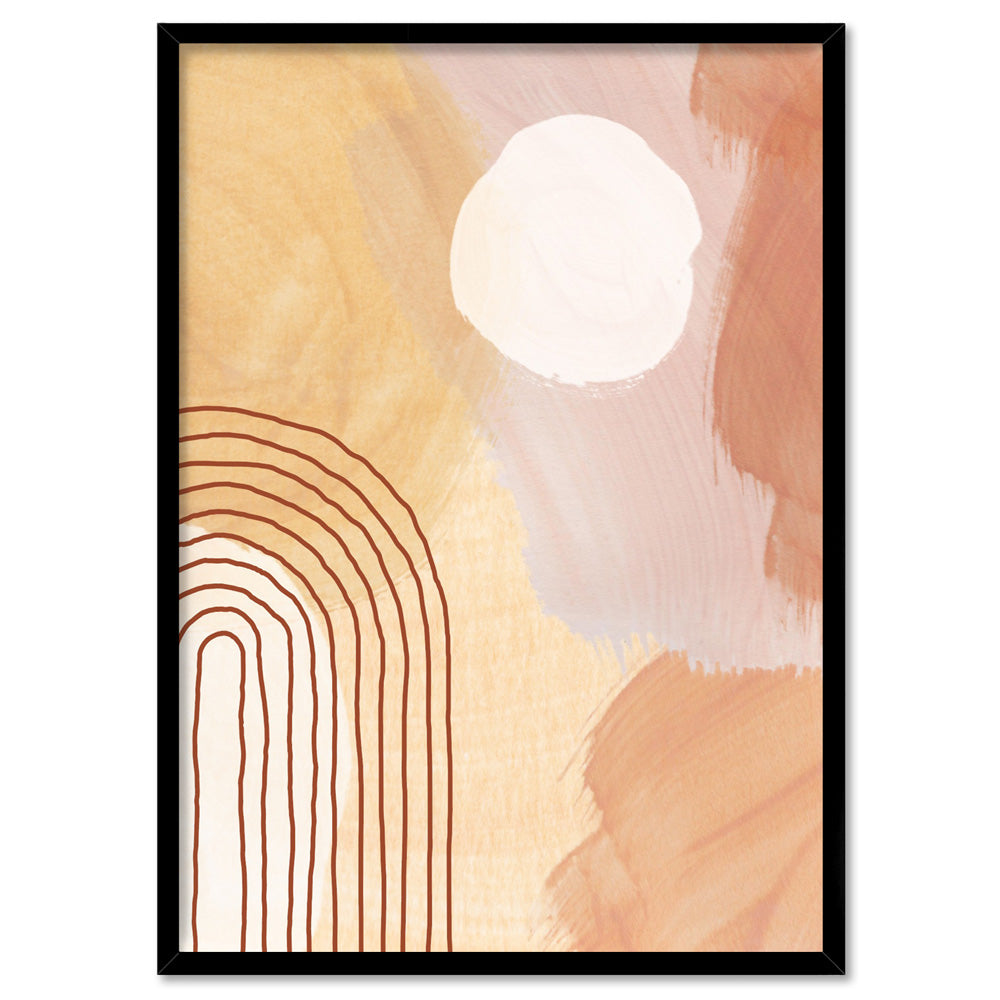 Boho Abstracts | Terra Arches VI - Art Print, Poster, Stretched Canvas, or Framed Wall Art Print, shown in a black frame