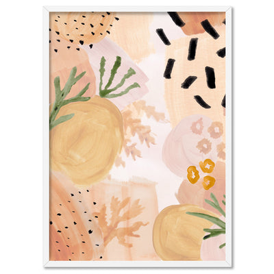 Garden of Earthly Delights | Peach IV - Art Print, Poster, Stretched Canvas, or Framed Wall Art Print, shown in a white frame