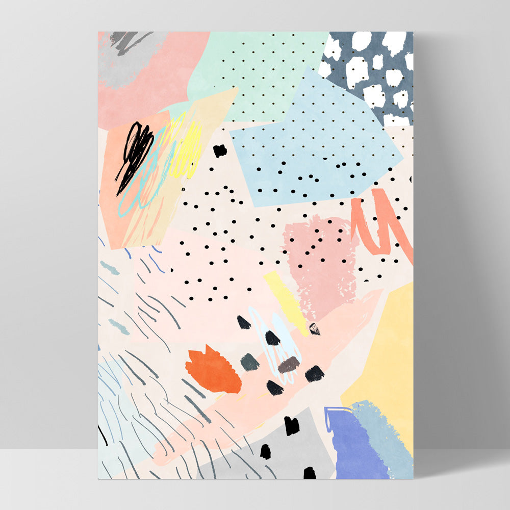 Abstract Geo Pastel Gardens III - Art Print, Poster, Stretched Canvas, or Framed Wall Art Print, shown as a stretched canvas or poster without a frame